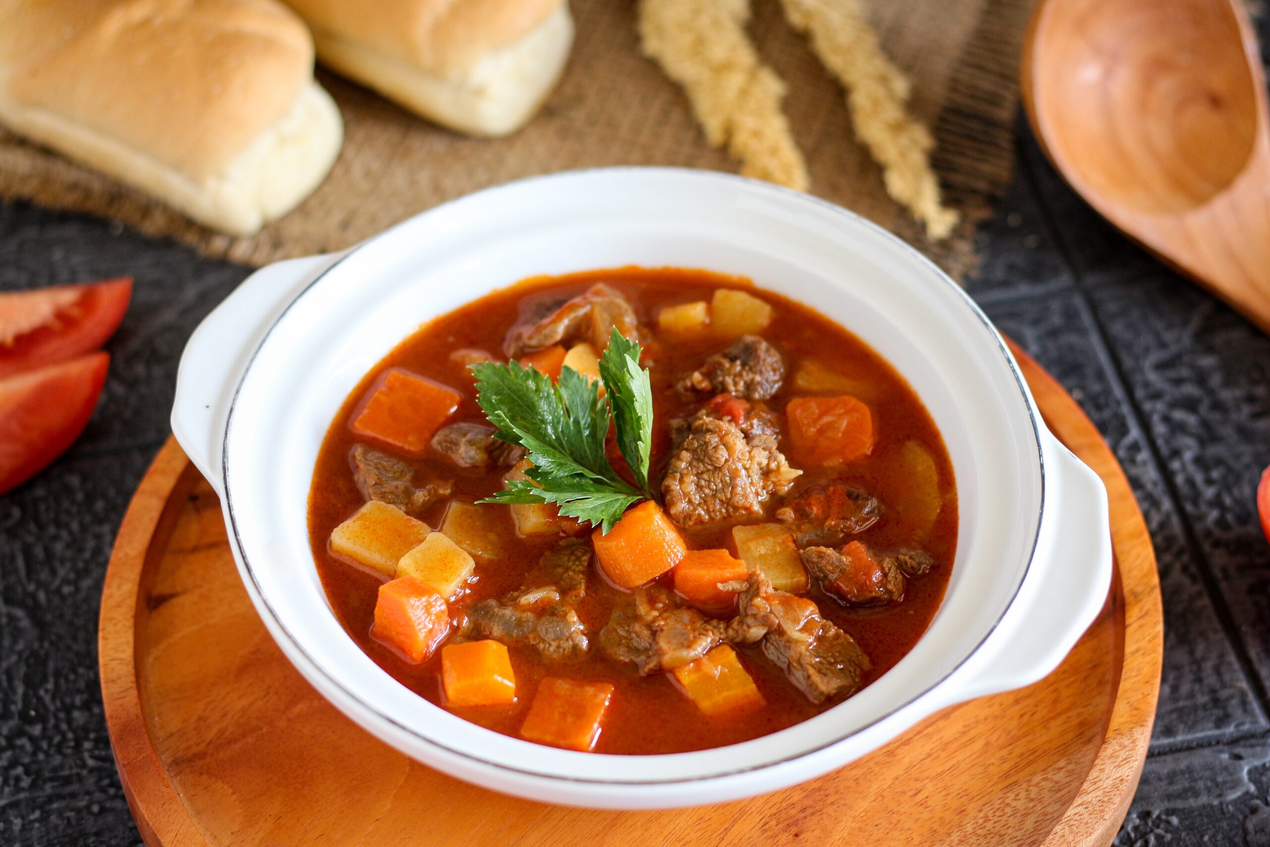 Goulash,Or,Gulasch,Is,A,Soup,Or,Stew,Of,Meat