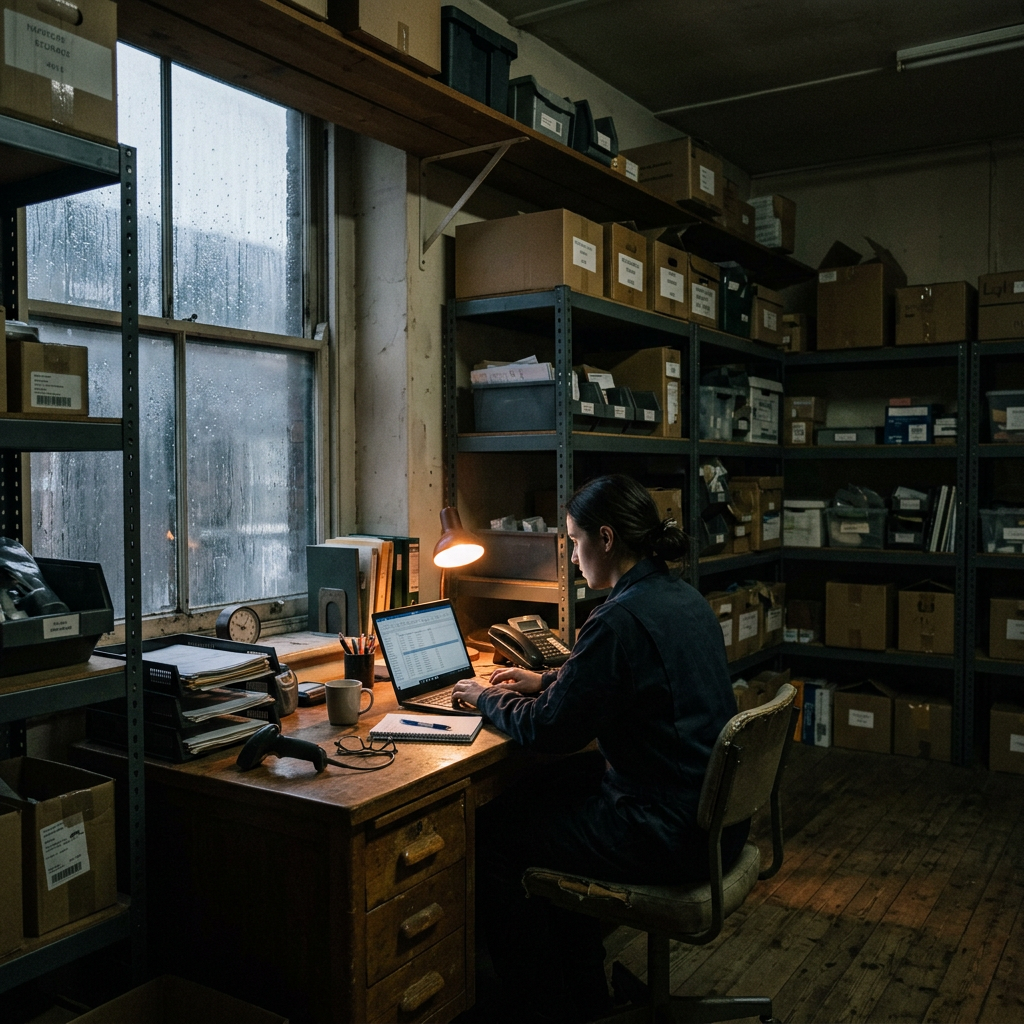 A storage room converted into an office space for more privacy.